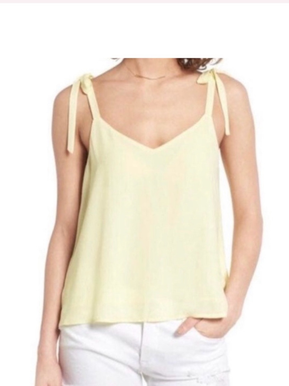 Lush Women’s Tie-Shoulder Tank Top - Pale Yellow